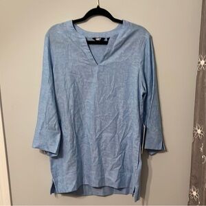Lands End Sky Blue split hem Tunic Top with pockets